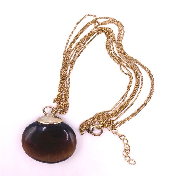 Monet VTG Obsidian Pendant and Chain 18” - Picture 5 of 5